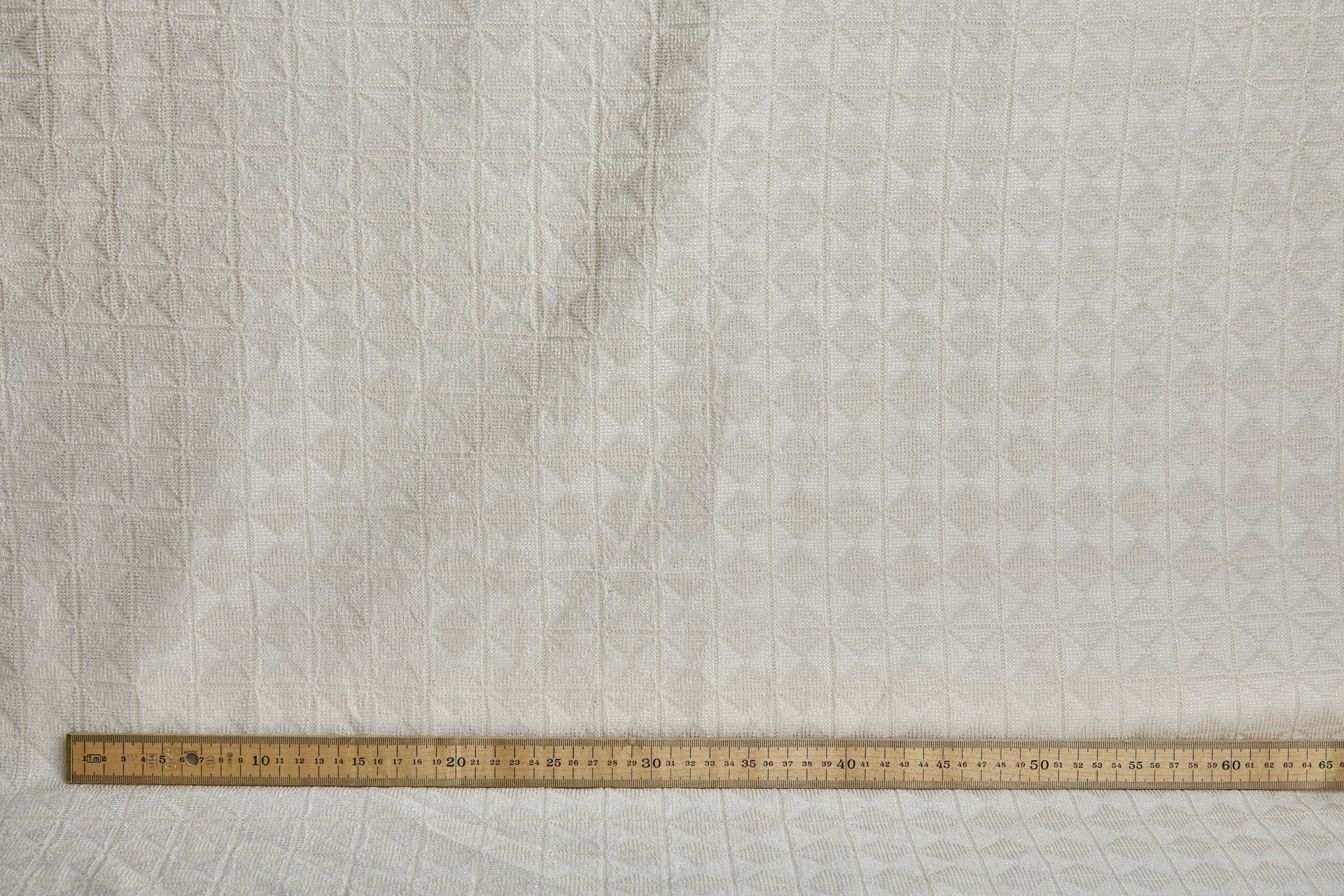 Ivory Geometric Embroidery with on Natural Silk Tassar fabric, image 4 of 10