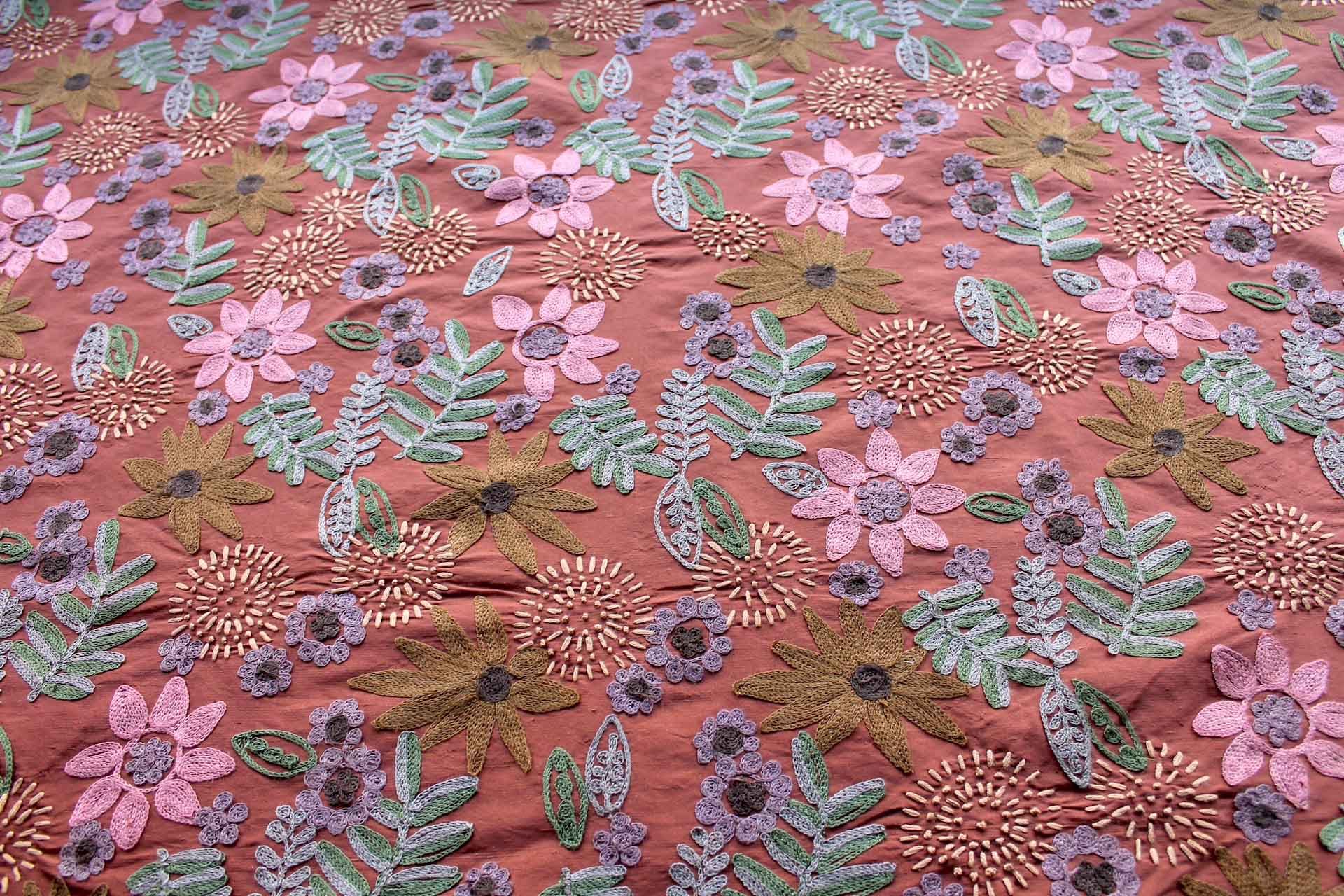 Ethnic Style Floral Embroidery - Rust fabric, image 8 of 8