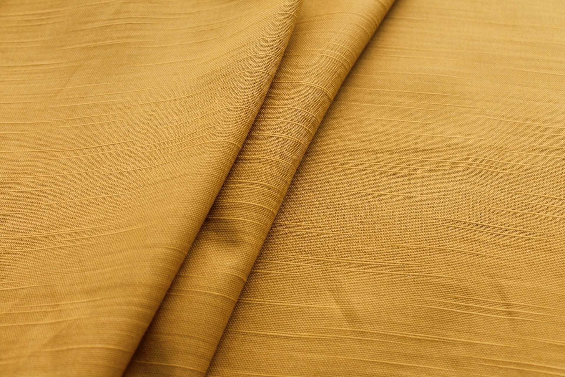 Mustard Slubby Weave Cotton fabric, image 3 of 5