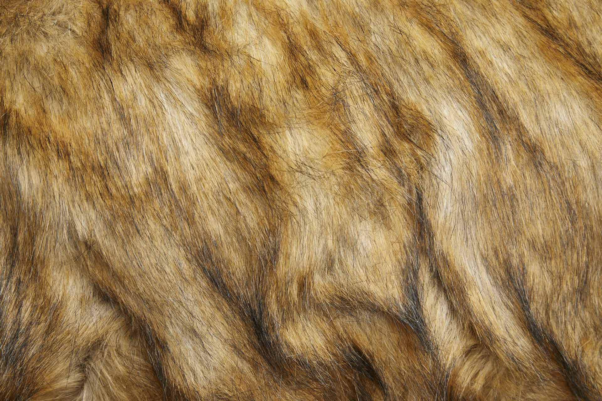 Faux Fur - Extra Long Pile Pale Brown and Orange with Black Tips fabric, image 3 of 7