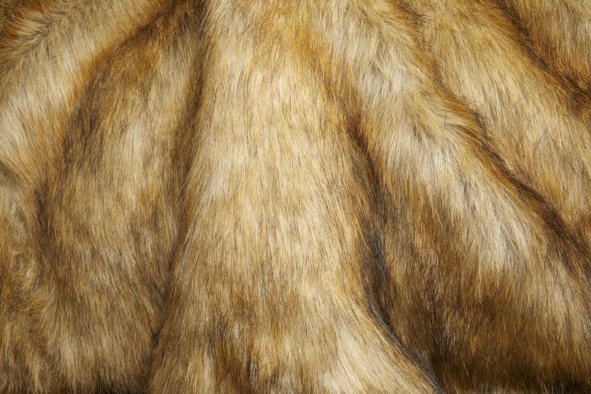 Faux Fur - Extra Long Pile Pale Brown and Orange with Black Tips fabric, image 4 of 7