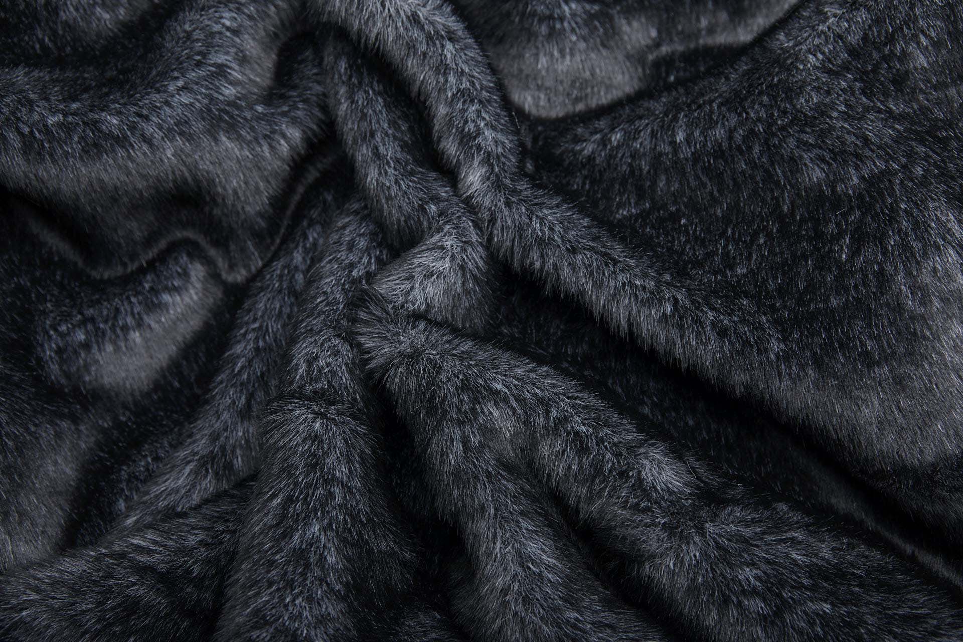 Faux Fur - Short Pile Dark Grey with Lighter Grey fabric, image 2 of 9