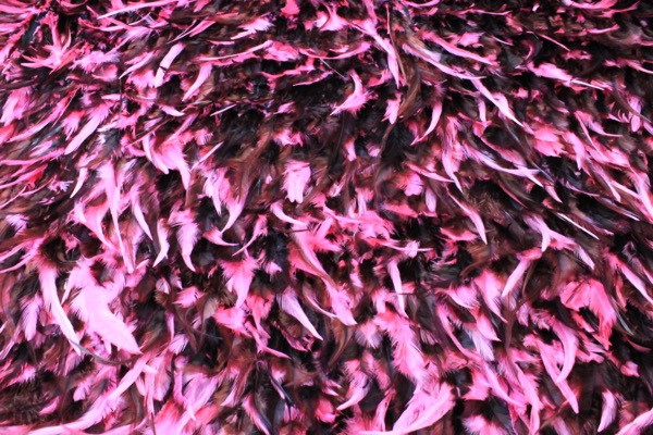 Pink and Black Feathers on Silk Chiffon fabric, image 5 of 5