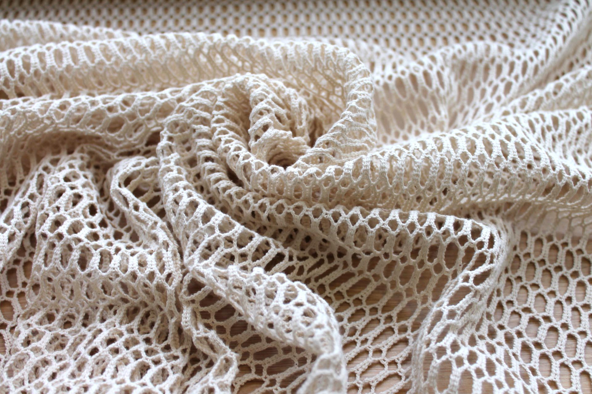 Ivory Open Weave Mesh Fabric, image 6 of 9