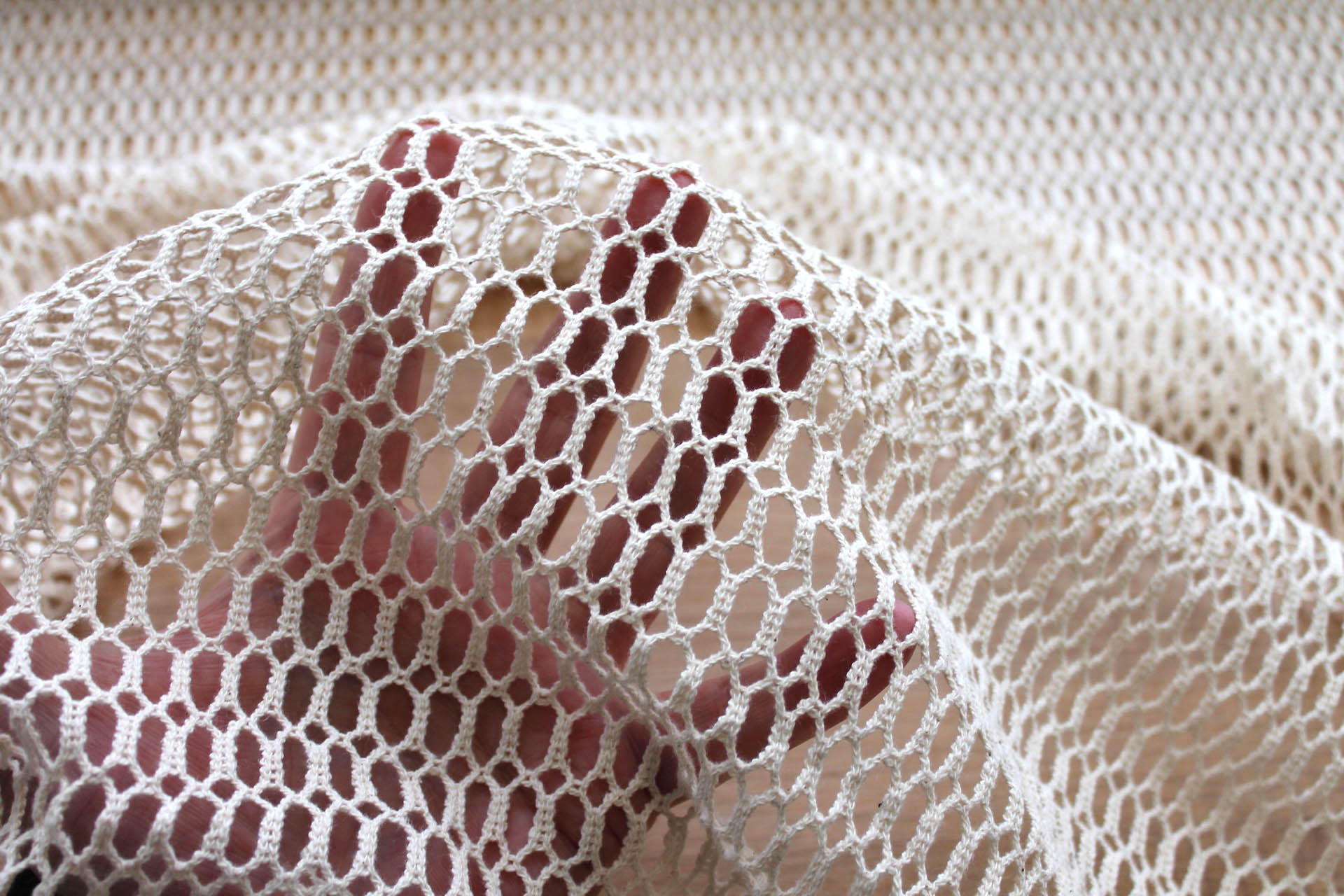Ivory Open Weave Mesh Fabric, image 7 of 9