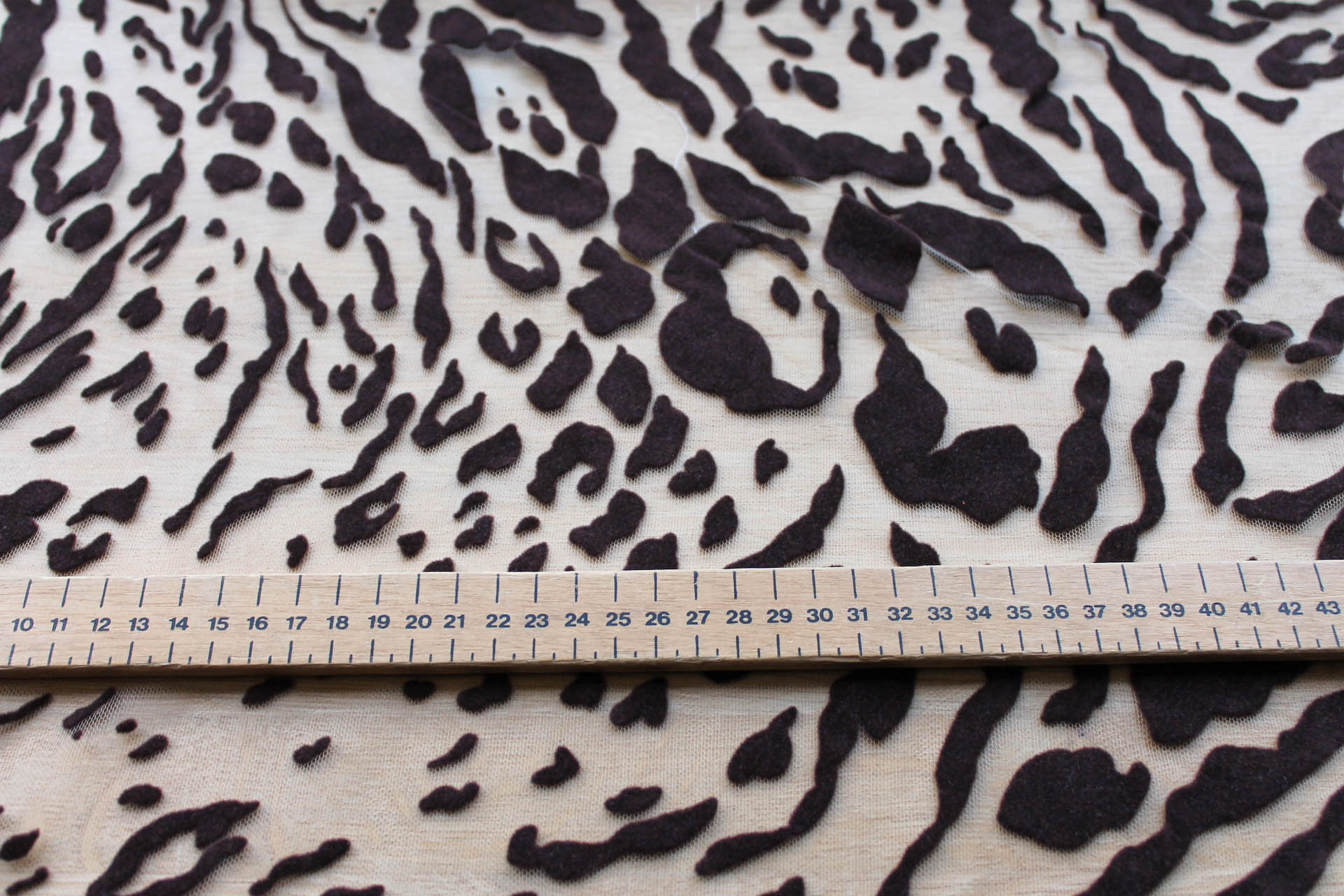 Flocked Animal Print on Tulle - Brown/Light Khaki fabric, image 6 of 6