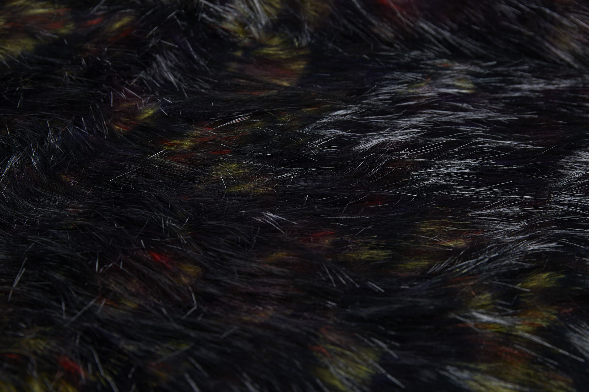 Faux Fur - Black/Brown with Red, Yellow and Purple fabric, image 4 of 10