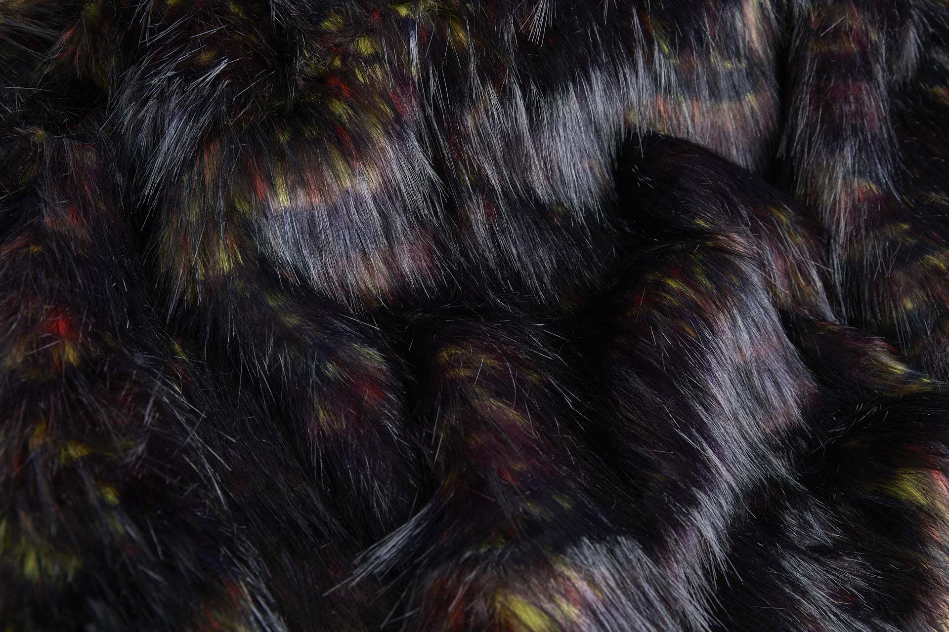 Faux Fur - Black/Brown with Red, Yellow and Purple fabric, image 8 of 10
