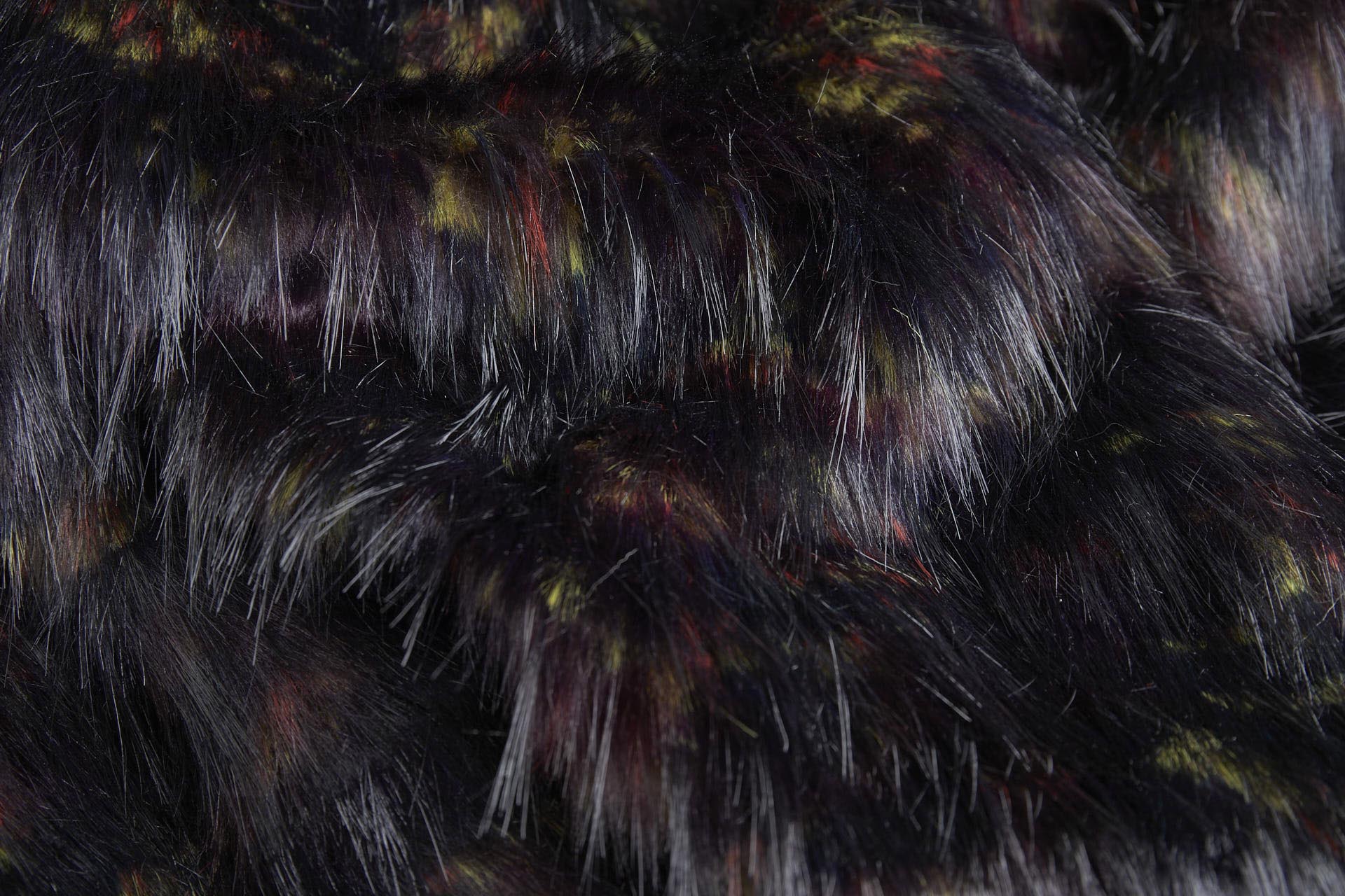 Faux Fur - Black/Brown with Red, Yellow and Purple fabric, image 10 of 10
