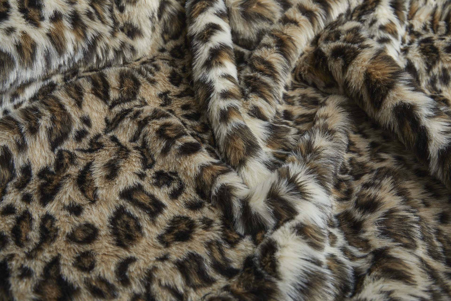 Faux Fur - Medium Pile Leopard in Cream, Light Brown and Black fabric, image 4 of 8