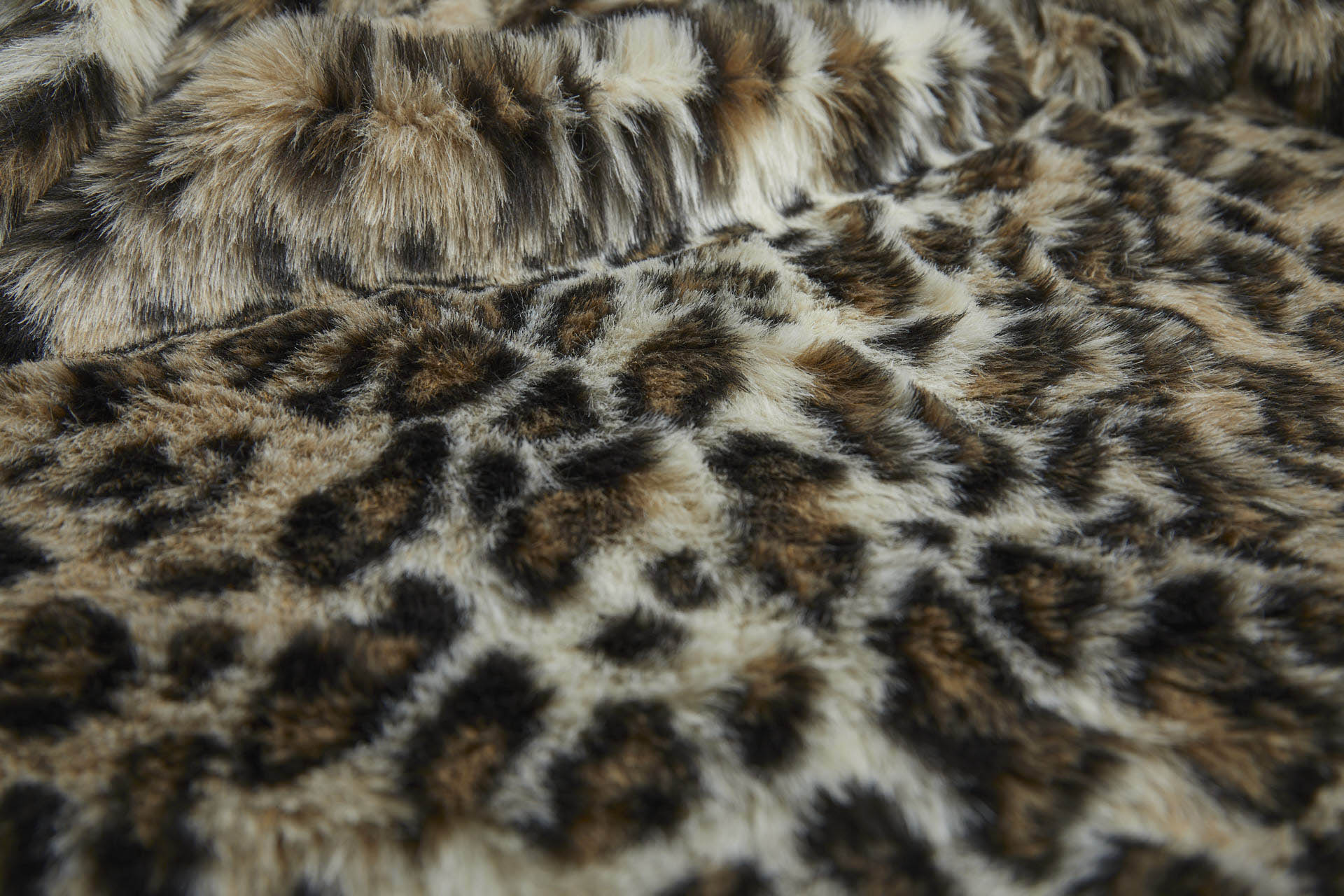 Faux Fur - Medium Pile Leopard in Cream, Light Brown and Black fabric