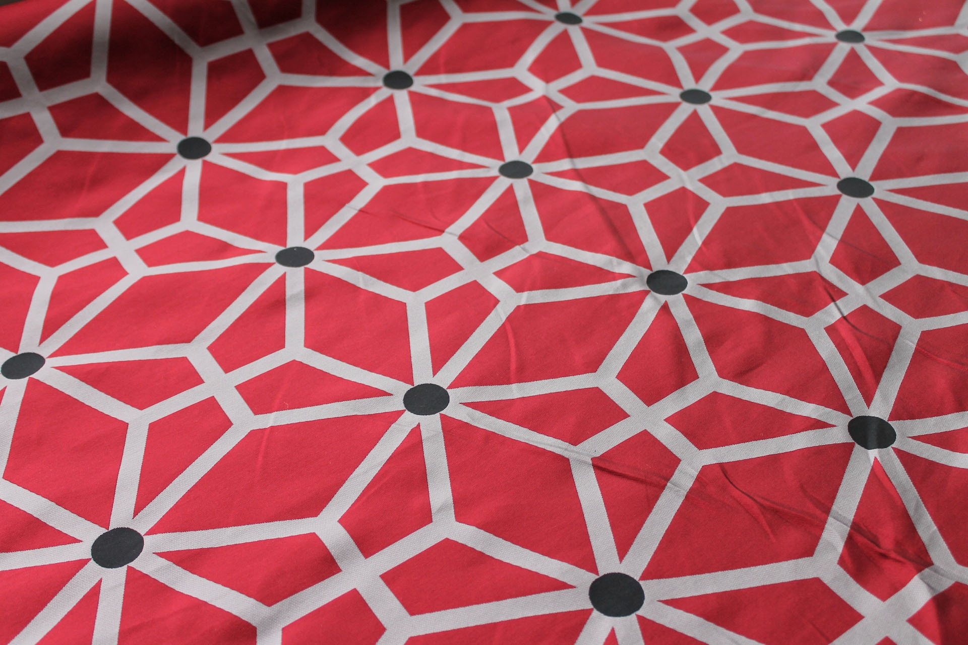 Geometric Brocade - Red Black Grey fabric, image 3 of 10