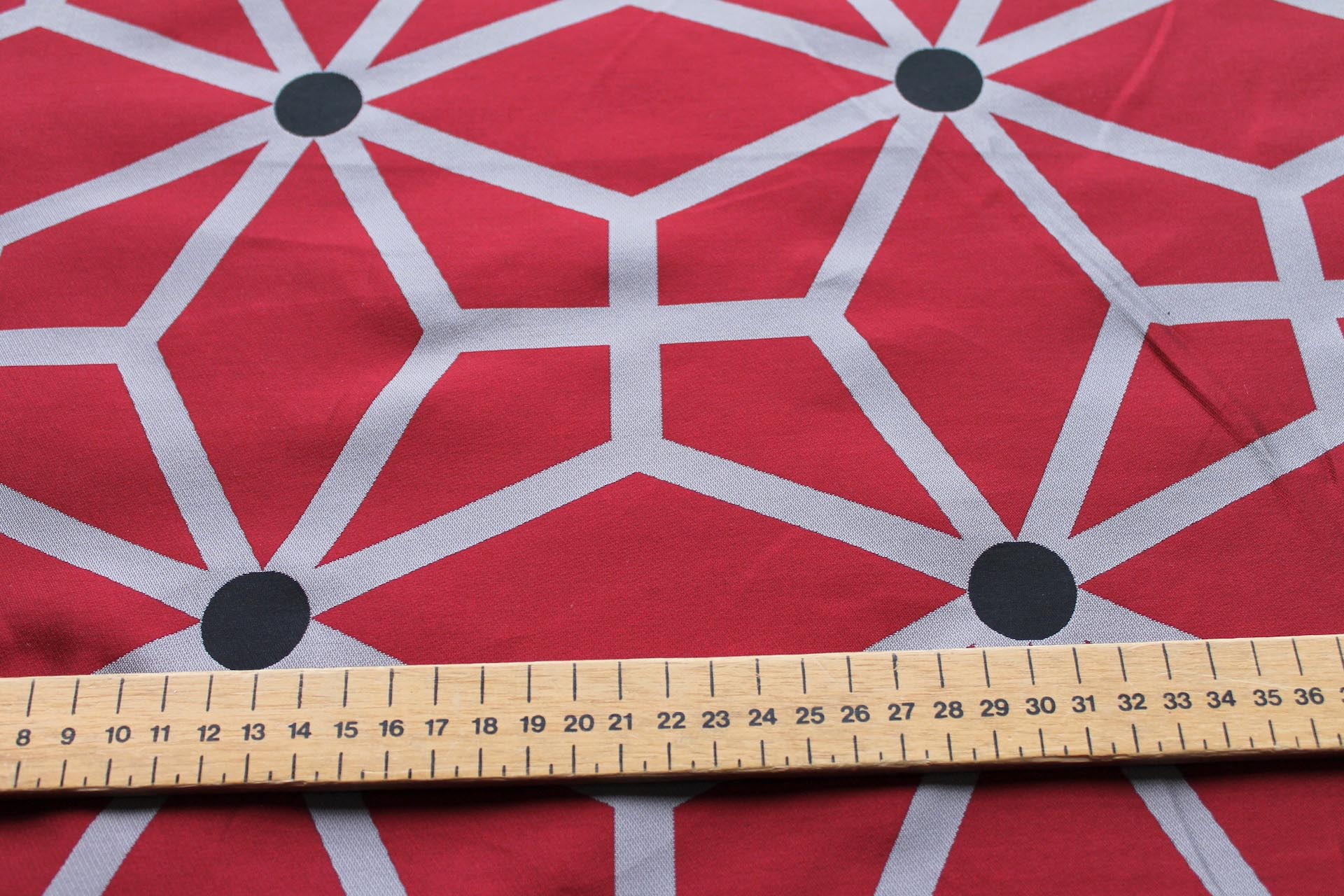 Geometric Brocade - Red Black Grey fabric, image 5 of 10
