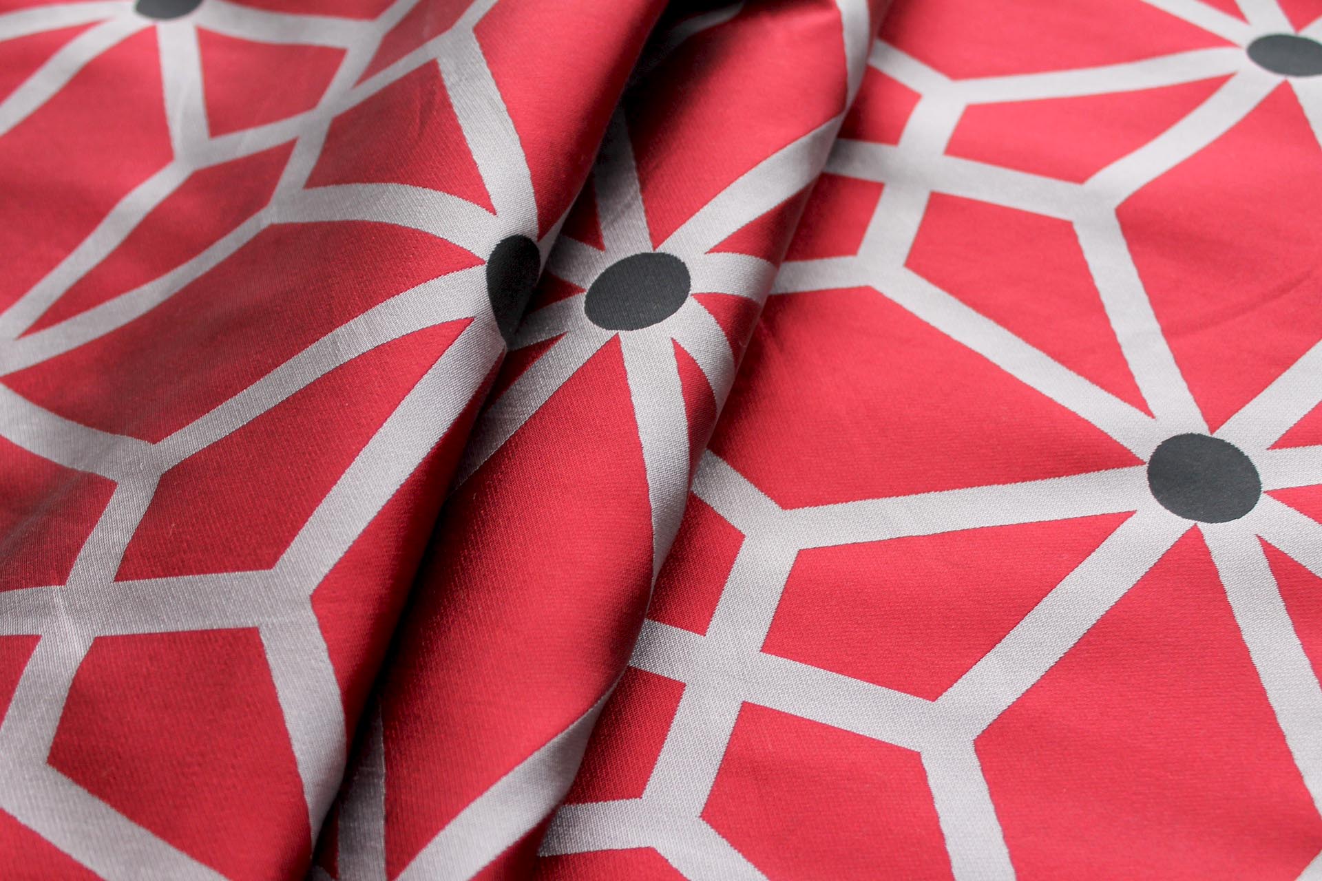 Geometric Brocade - Red Black Grey fabric, image 6 of 10