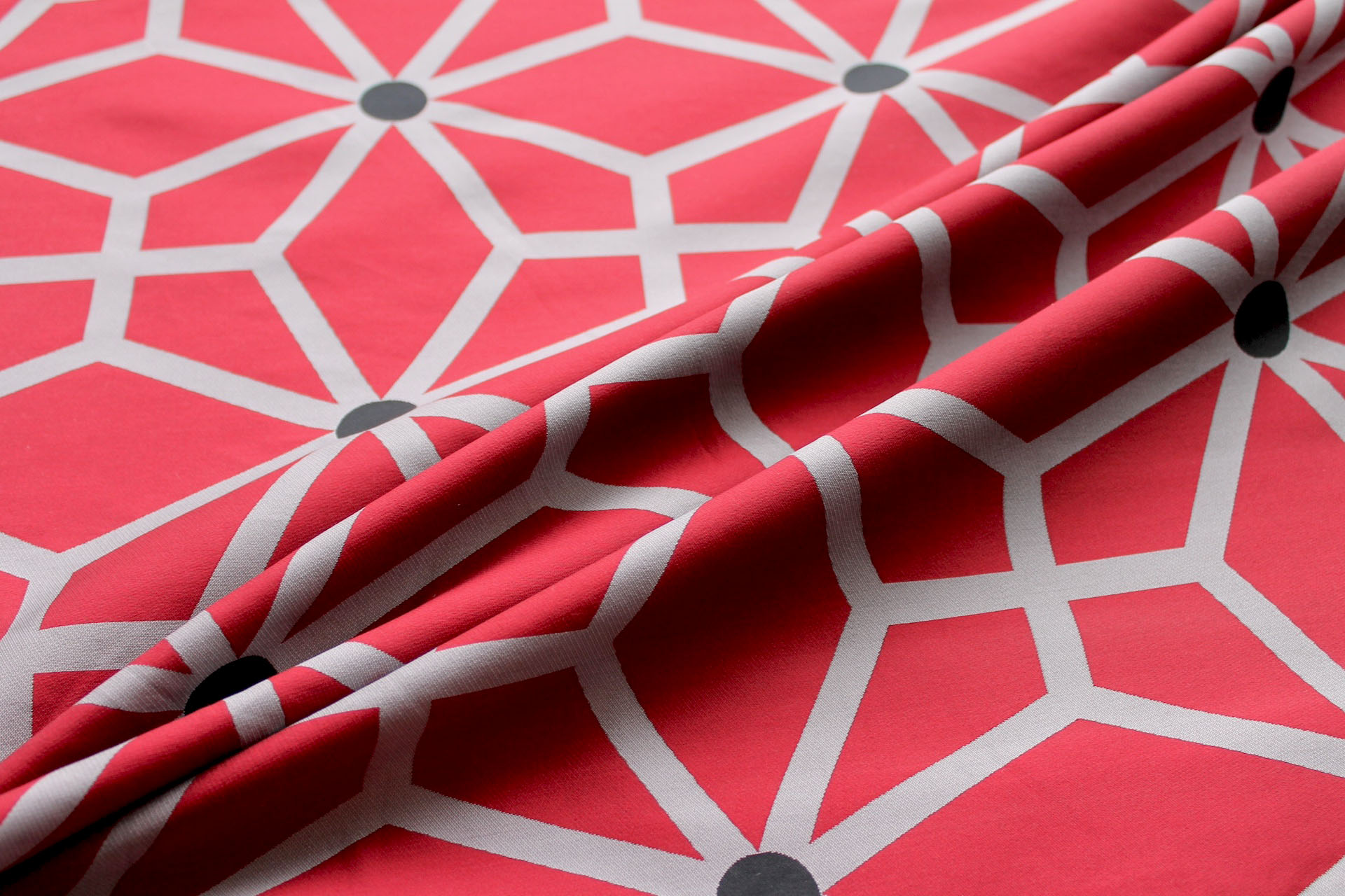 Geometric Brocade - Red Black Grey fabric, image 7 of 10