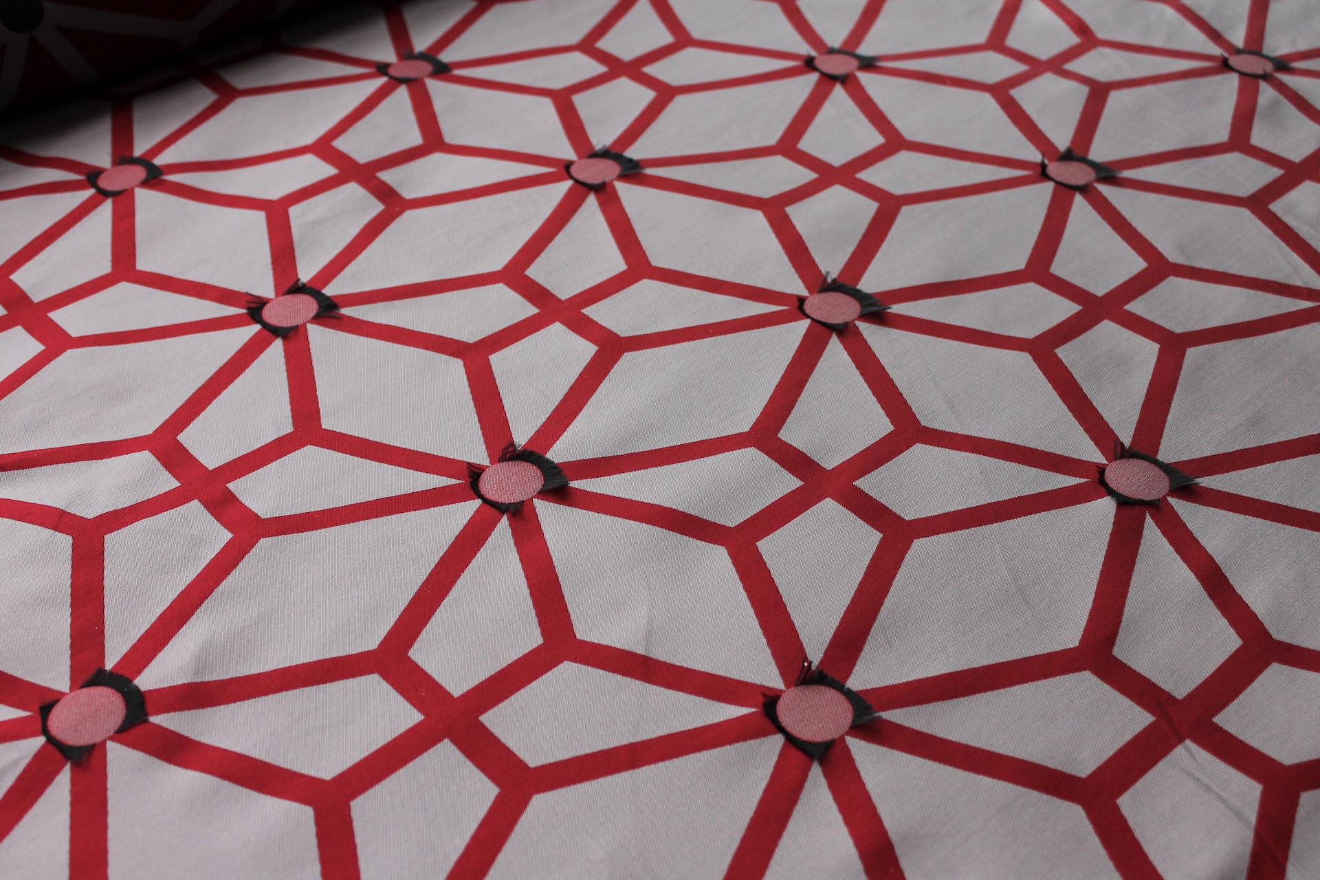 Geometric Brocade - Red Black Grey fabric, image 8 of 10