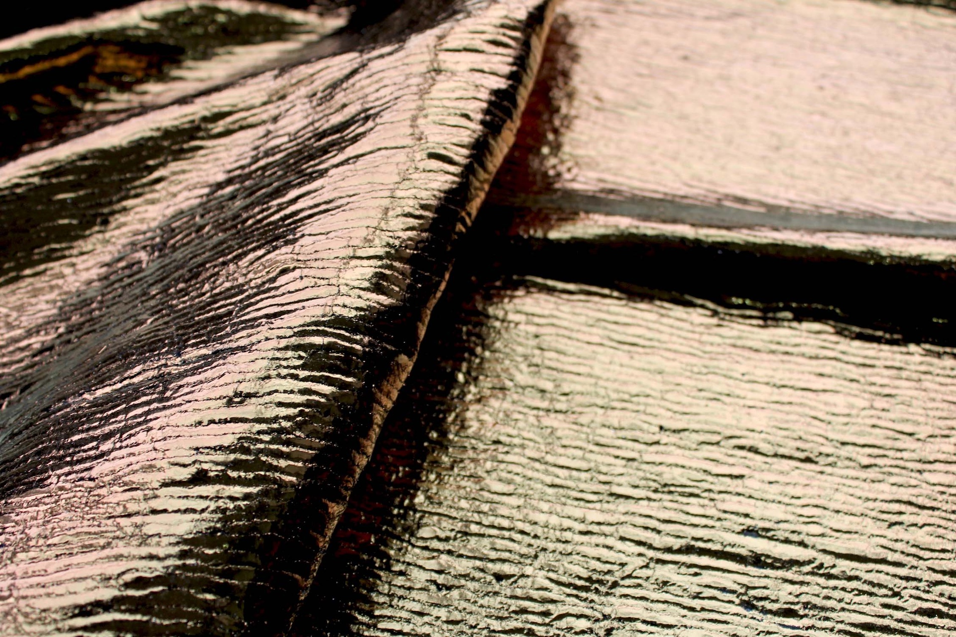 Gold Foiled Chunky "Treebark" Silk Weave - Gold / Black fabric, image 4 of 7
