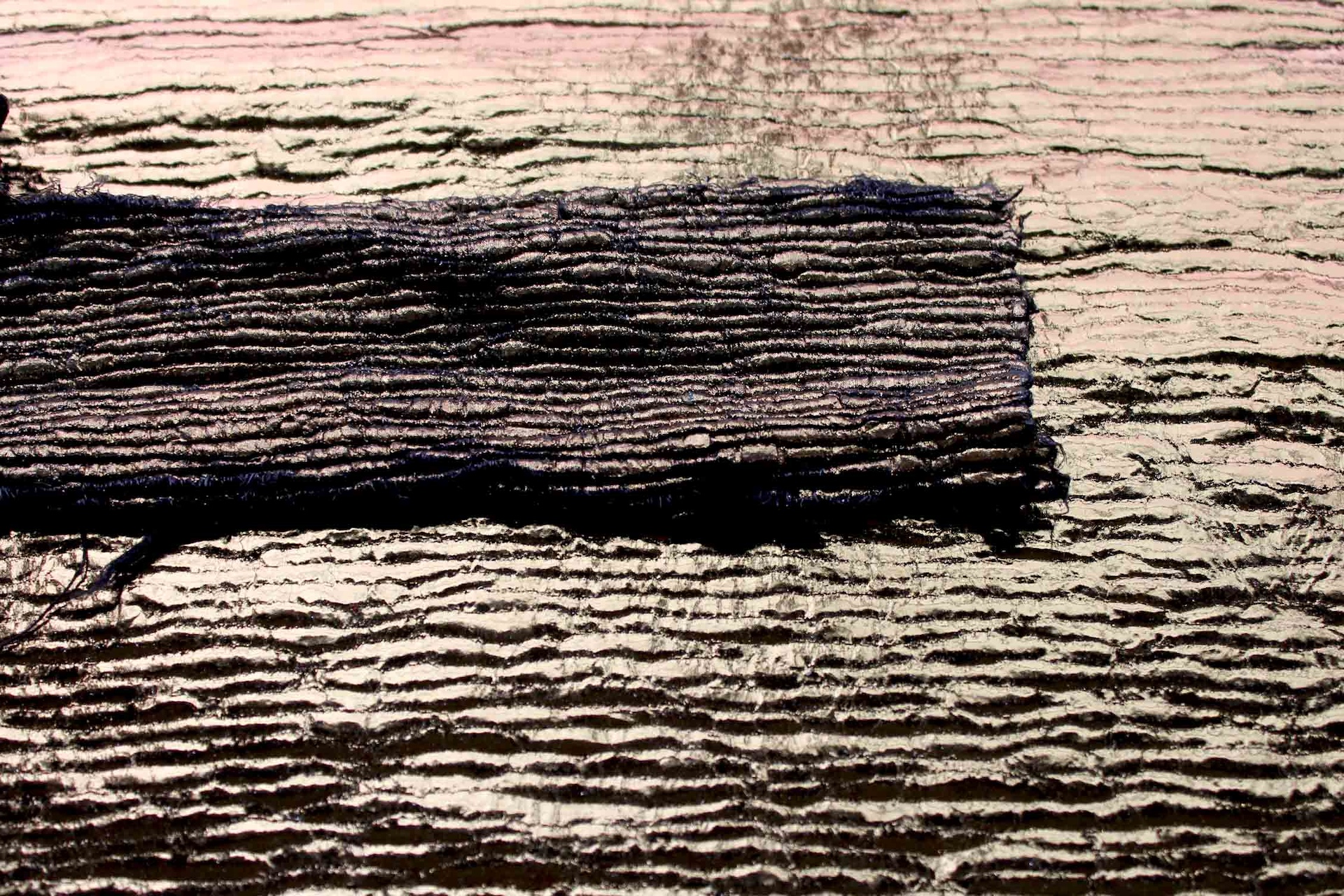 Gold Foiled Chunky "Treebark" Silk Weave - Gold / Black fabric, image 7 of 7