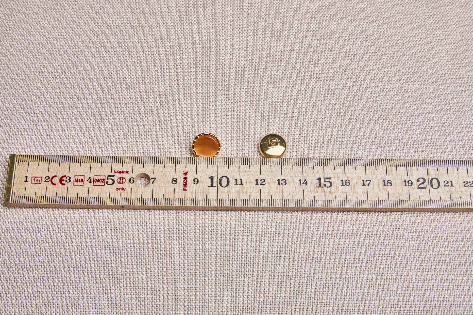 Gold Twisted Metal Shank Button with Orange Glass Inlay - 1.5cm, image 4 of 4