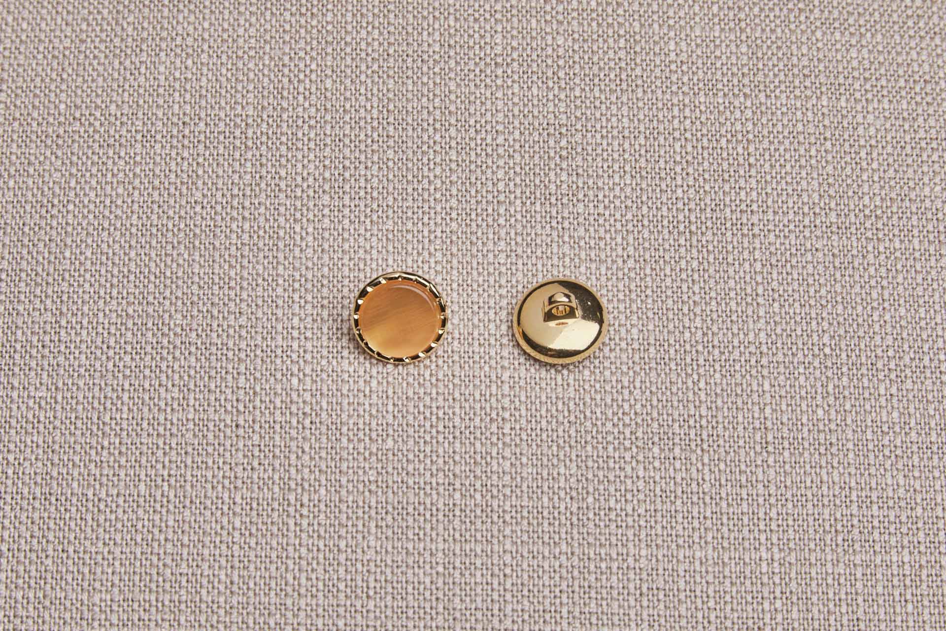 Gold Twisted Metal Shank Button with Orange Glass Inlay - 1.2cm, image 2 of 4