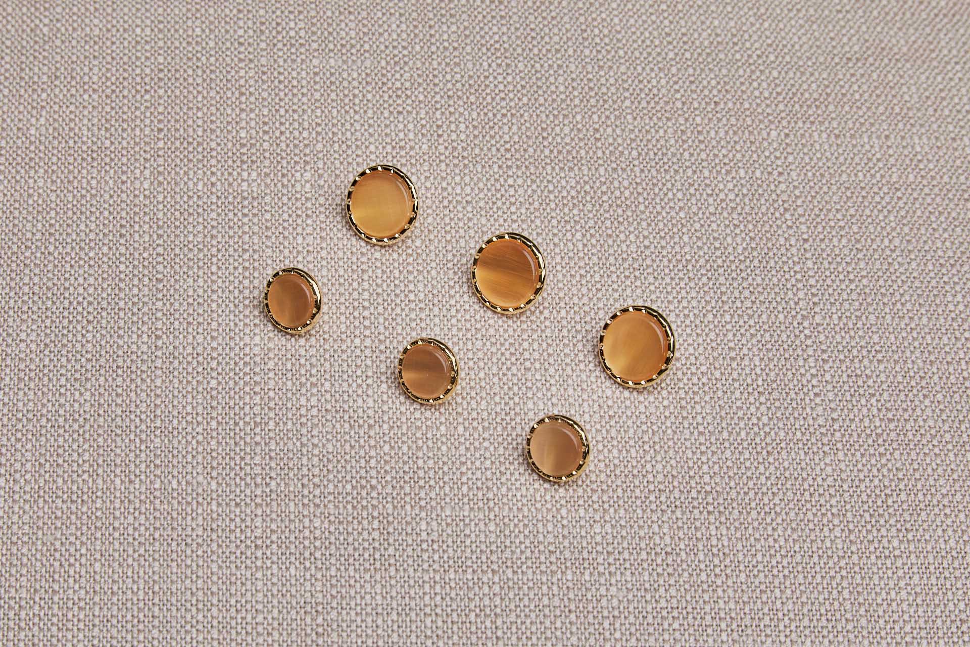 Gold Twisted Metal Shank Button with Orange Glass Inlay - 1.5cm