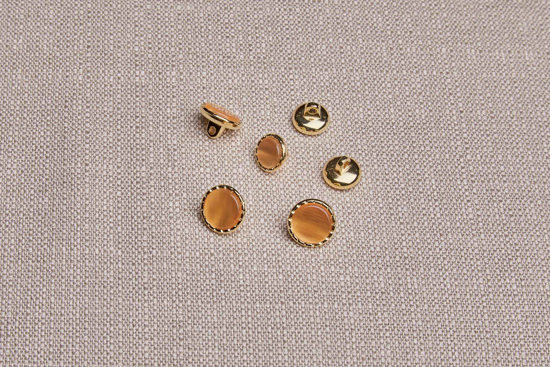 Gold Twisted Metal Shank Button with Orange Glass Inlay - 1.2cm, image 3 of 4