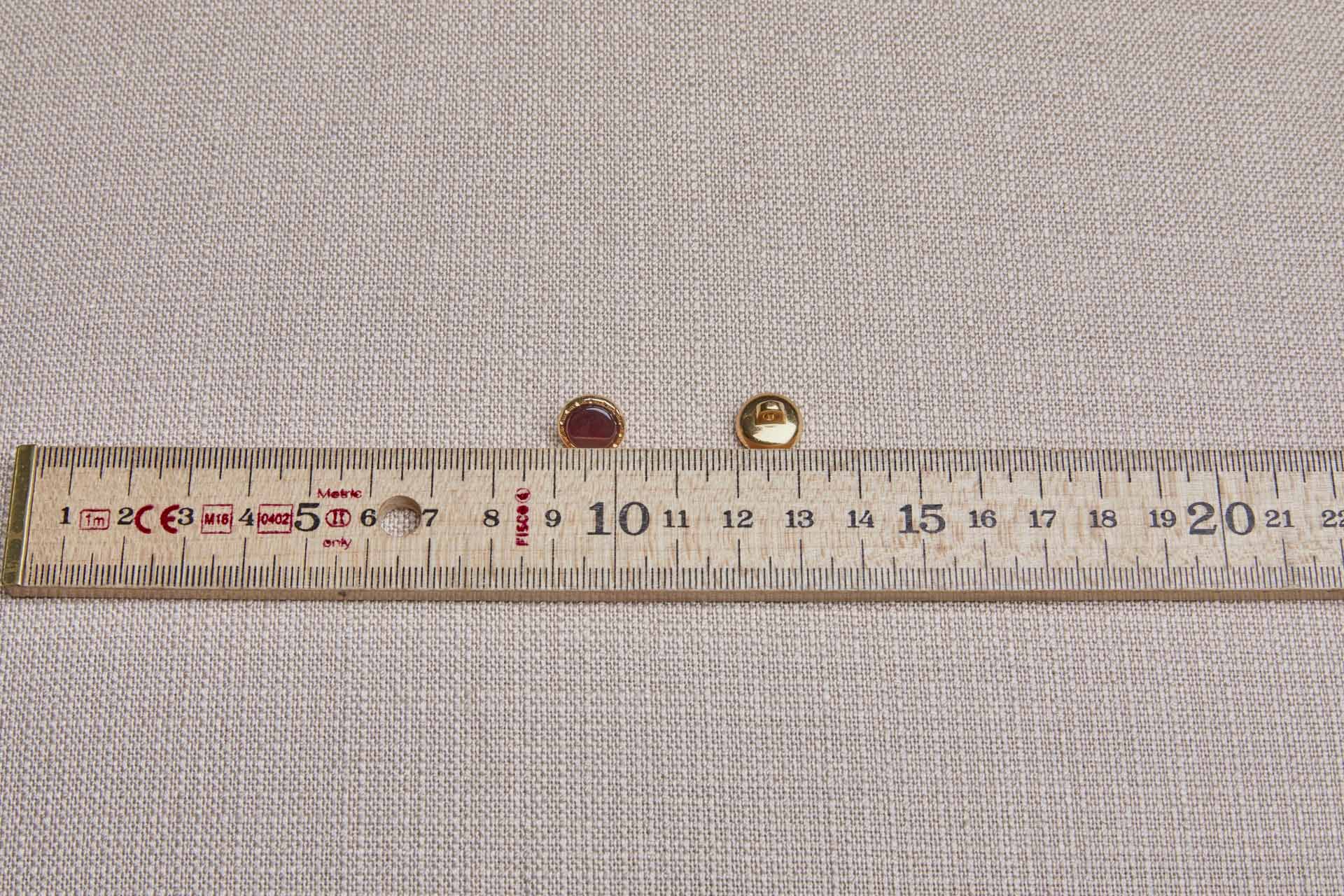Gold Twisted Metal Shank Button with Red Glass Inlay - 1.2cm, image 4 of 4