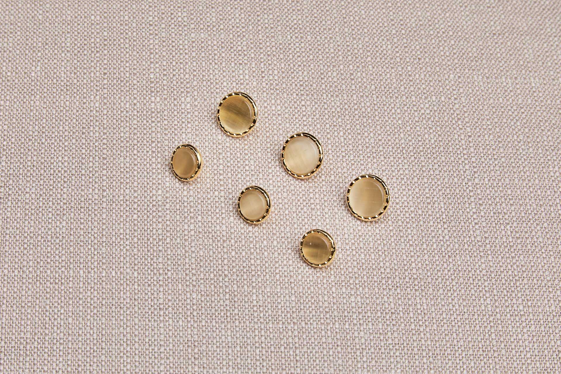 Gold Twisted Metal Shank Button with Yellow Glass Inlay - 1.2cm