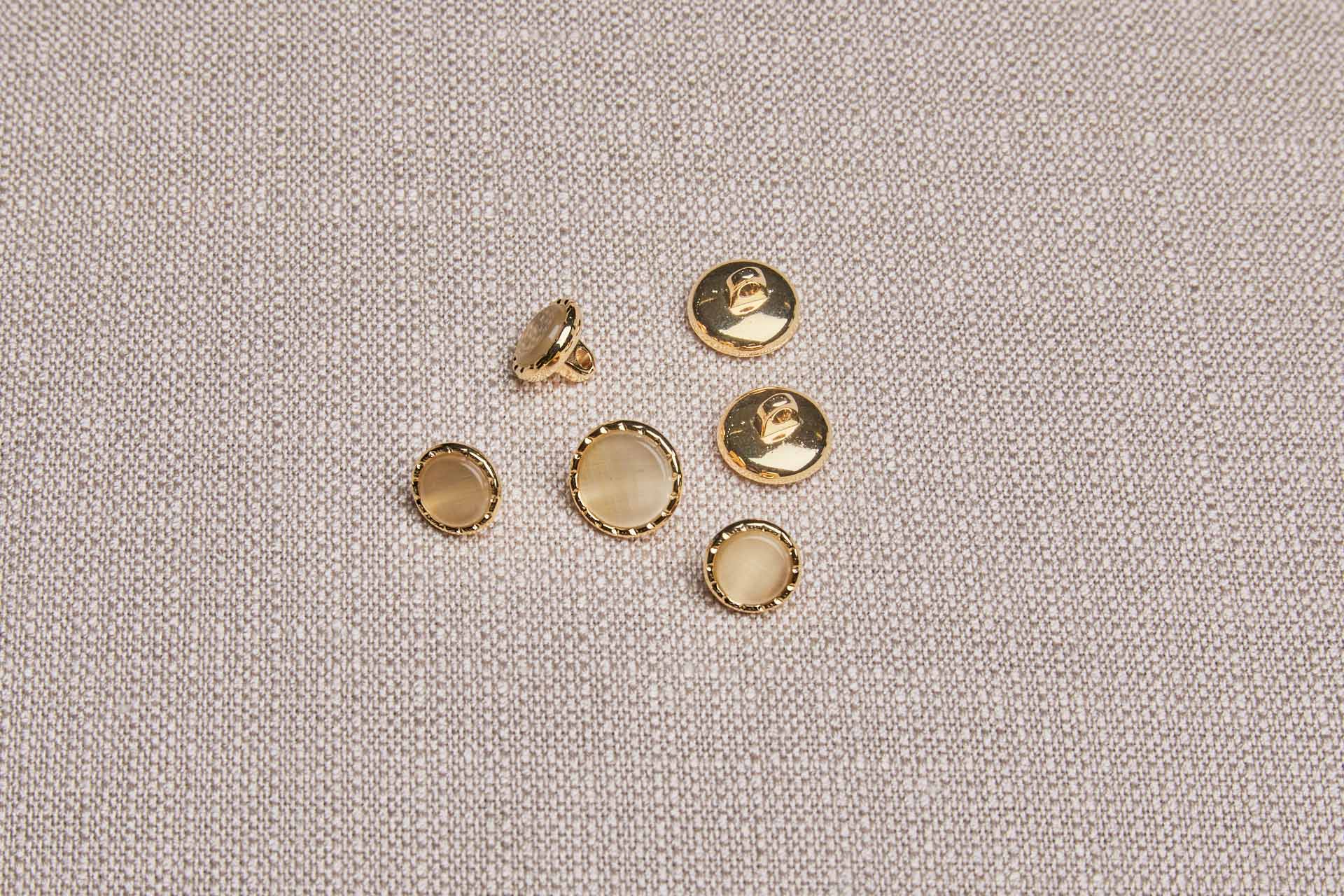 Gold Twisted Metal Shank Button with Yellow Glass Inlay - 1.5cm, image 3 of 4