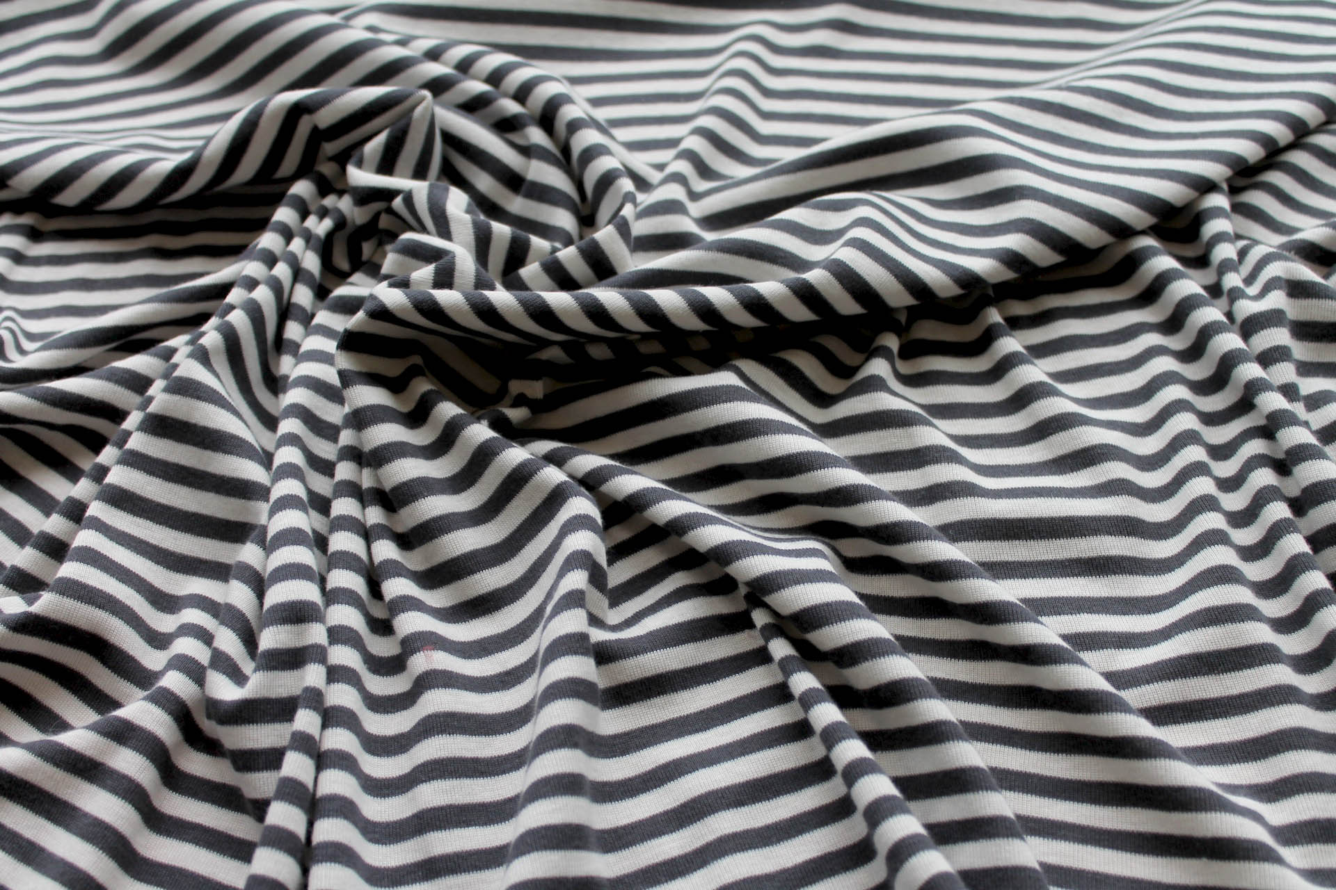 Grey and Off White Stripe Jersey - 0.4m Piece fabric, image 4 of 6