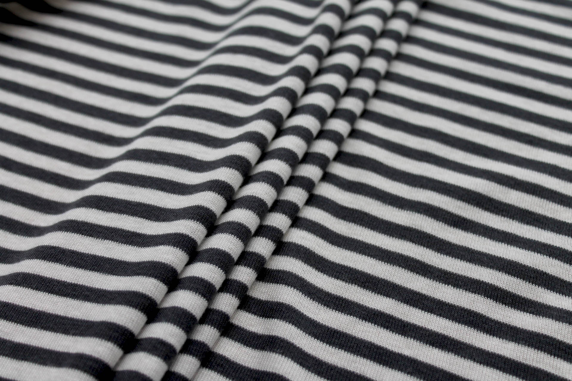 Grey and Off White Stripe Jersey fabric, image 4 of 6
