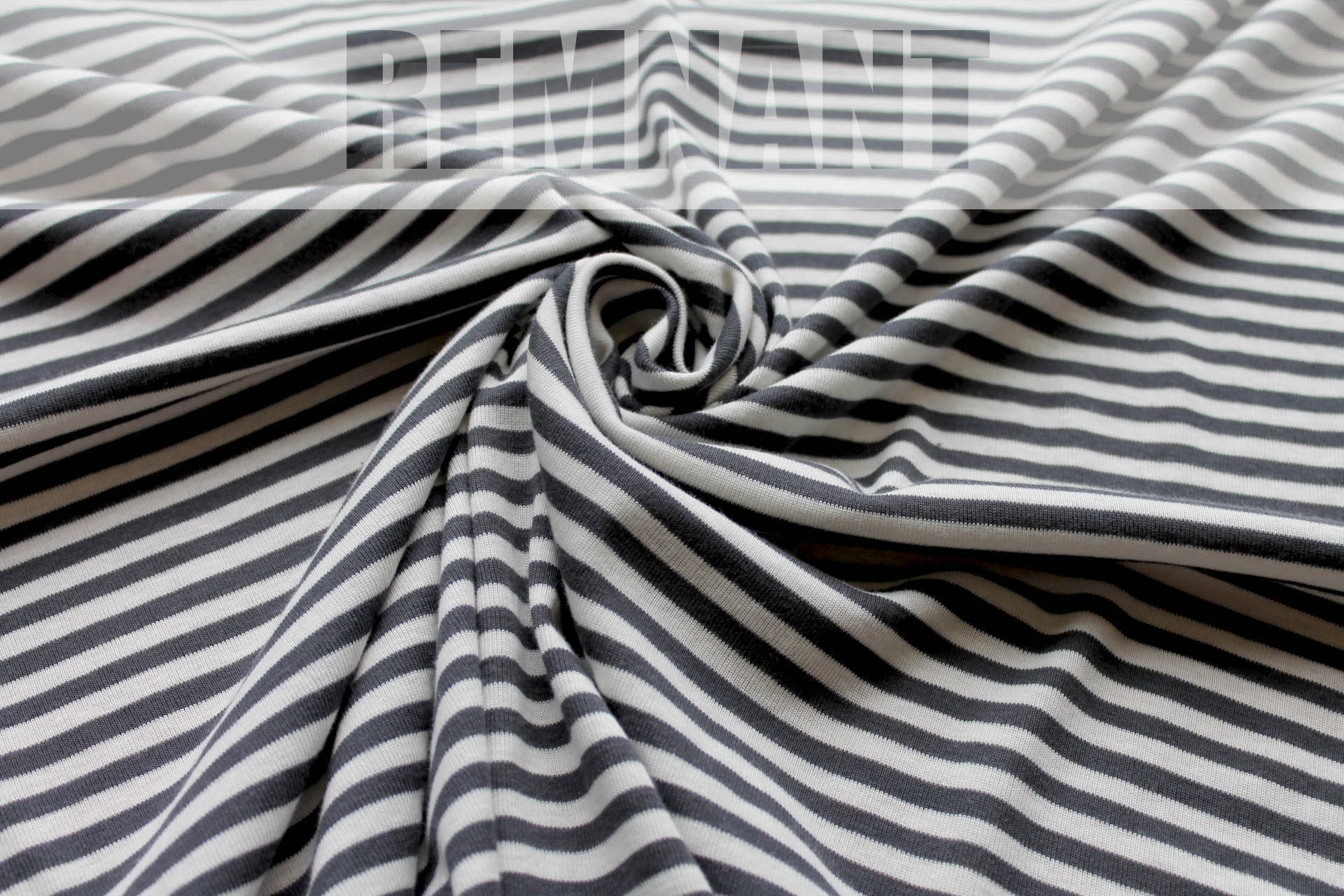 Grey and Off White Stripe Jersey - 0.4m Piece fabric