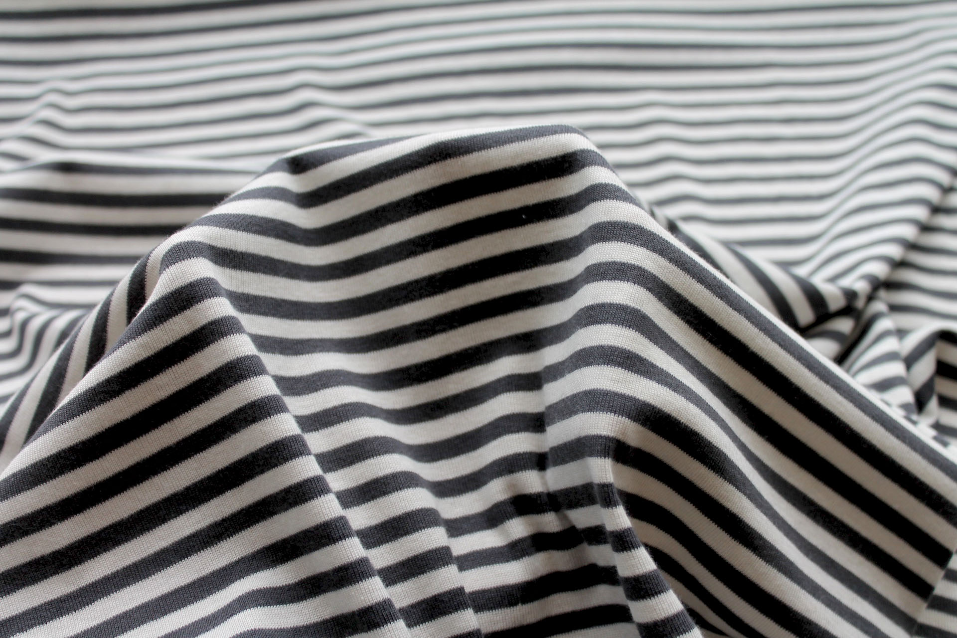 Grey and Off White Stripe Jersey - 0.4m Piece fabric, image 6 of 6