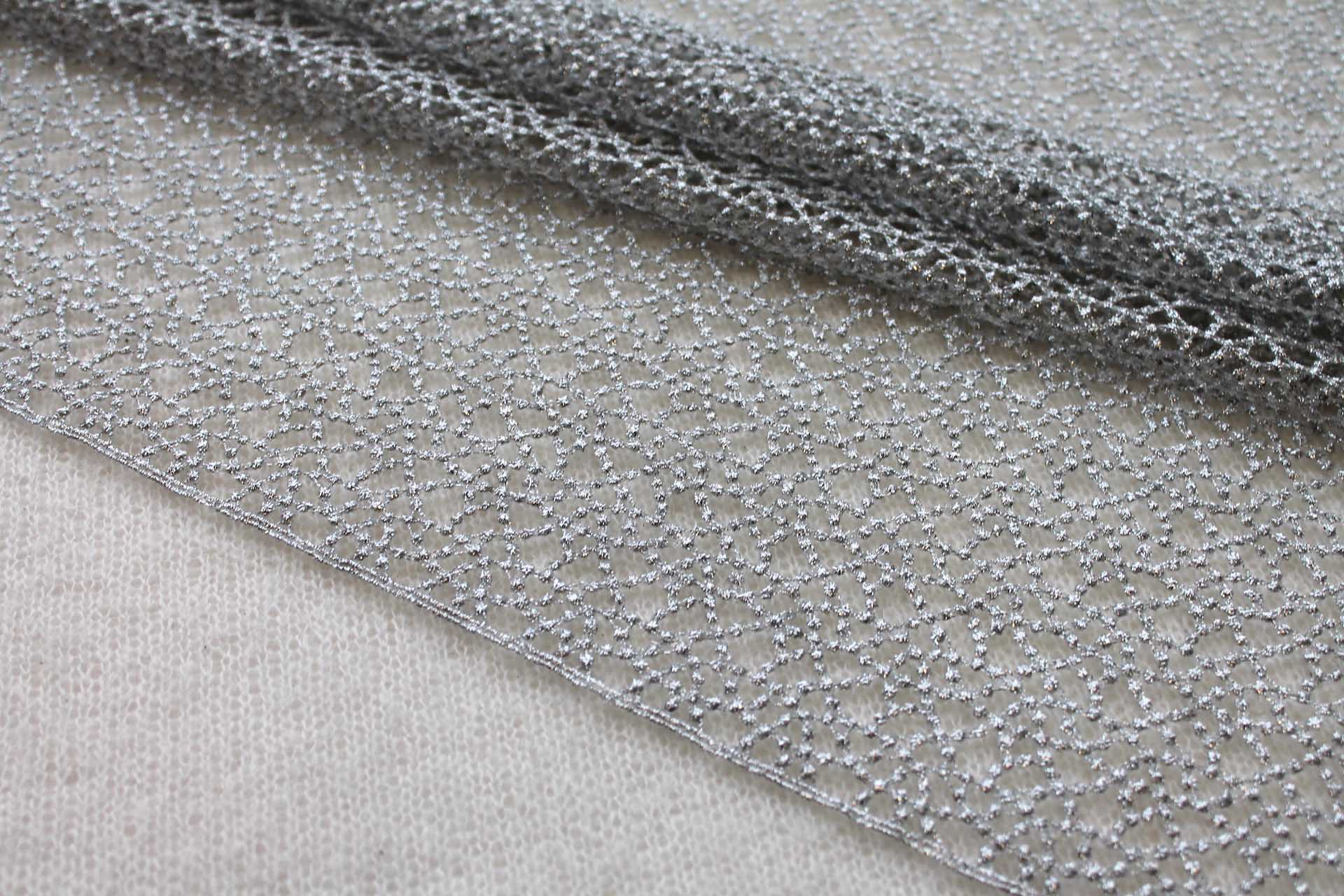 Guipure Lace - Dot Pattern - Silver - 0.8m Piece fabric, image 2 of 6