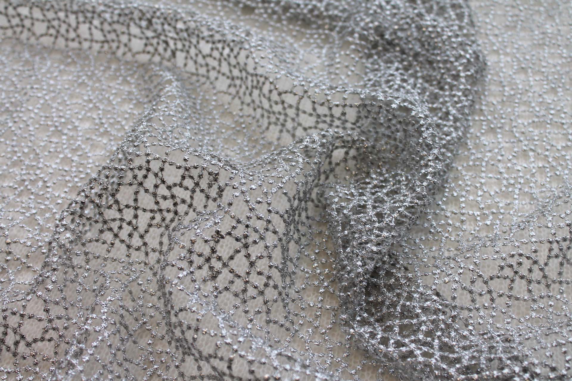 Guipure Lace - Dot Pattern - Silver - 0.8m Piece fabric, image 3 of 6