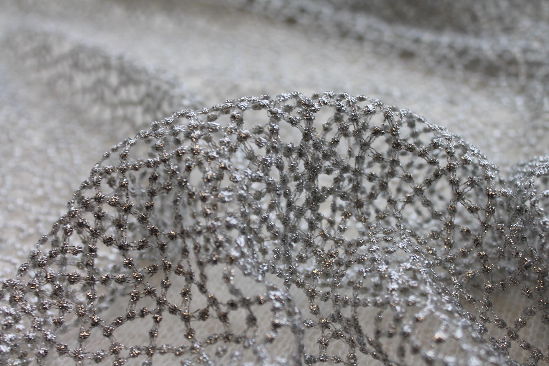 Guipure Lace - Dot Pattern - Silver - 0.8m Piece fabric, image 4 of 6