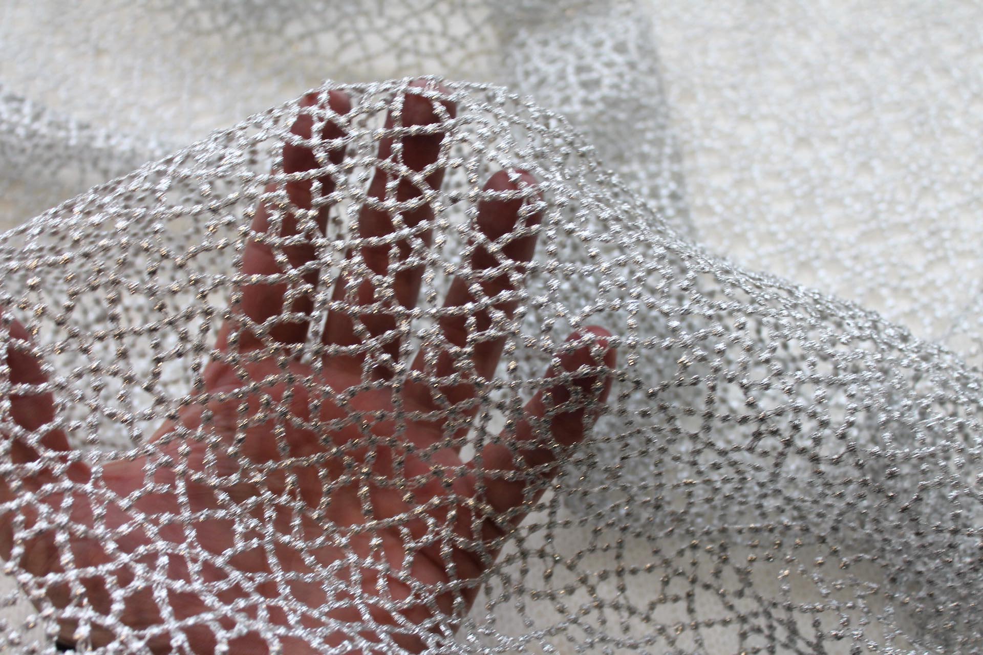Guipure Lace - Dot Pattern - Silver - 0.8m Piece fabric, image 5 of 6