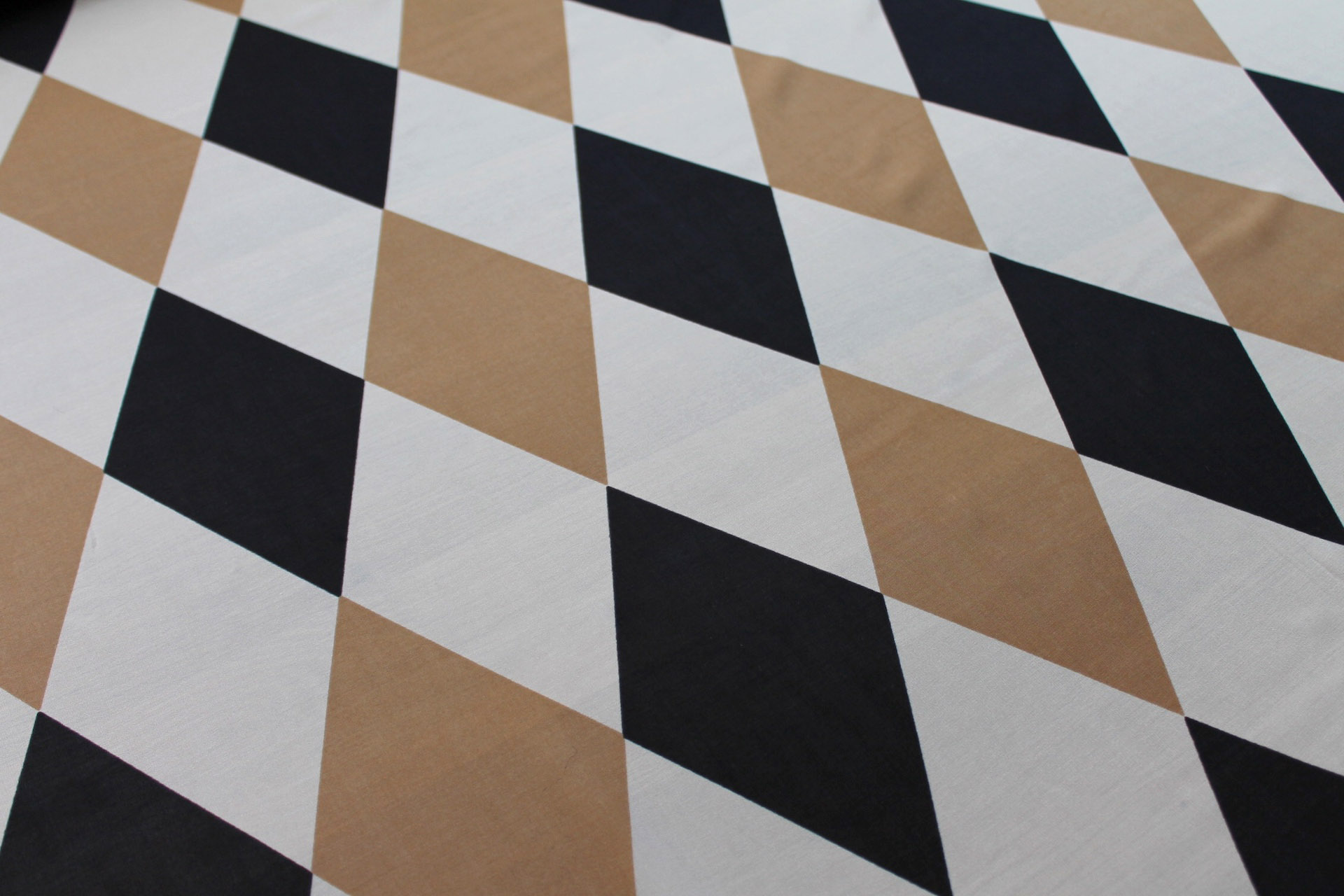 Harlequin Print Silk Chiffon - Cream, Black and Caramel fabric, image 3 of 5