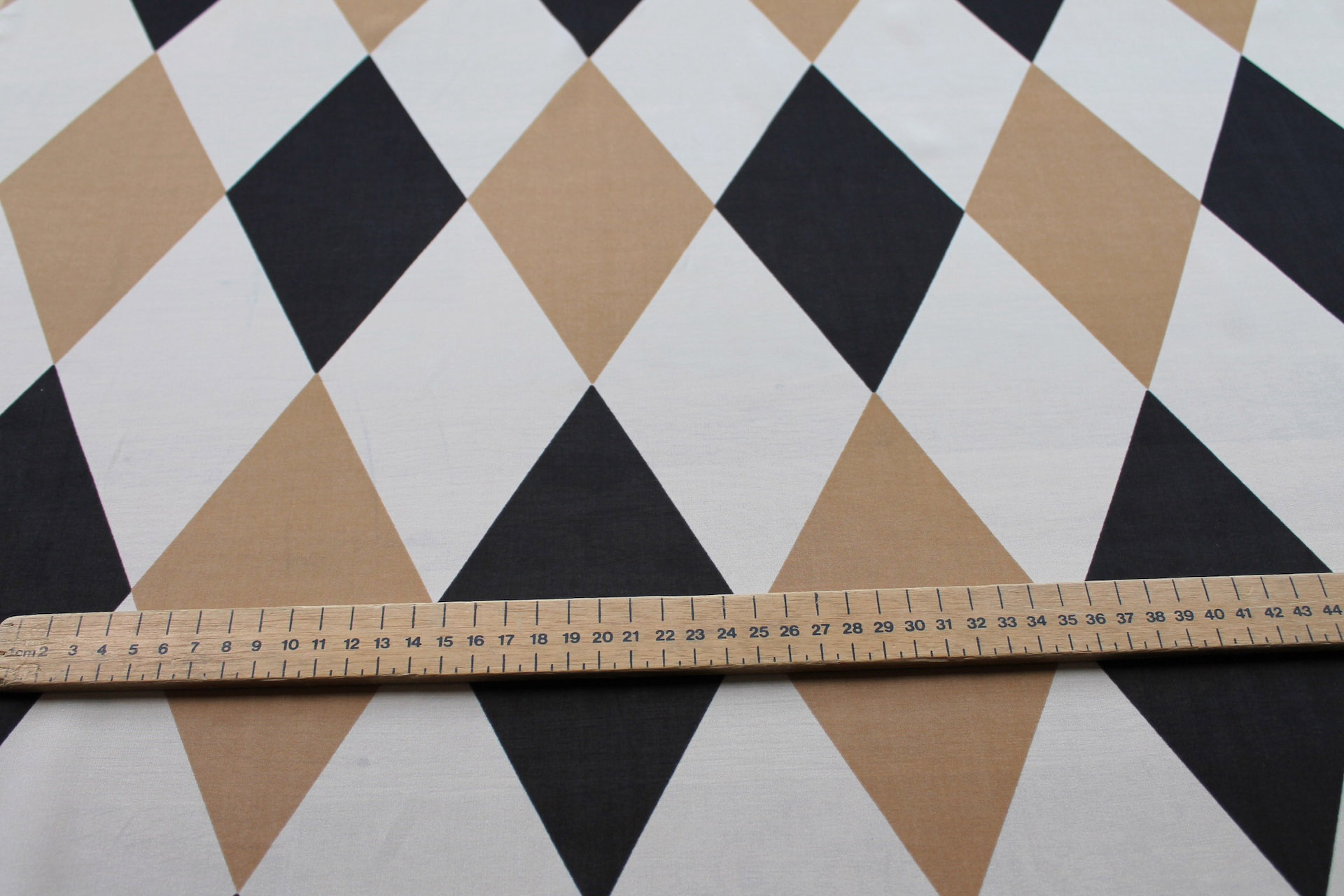 Harlequin Print Silk Chiffon - Cream, Black and Caramel fabric, image 5 of 5