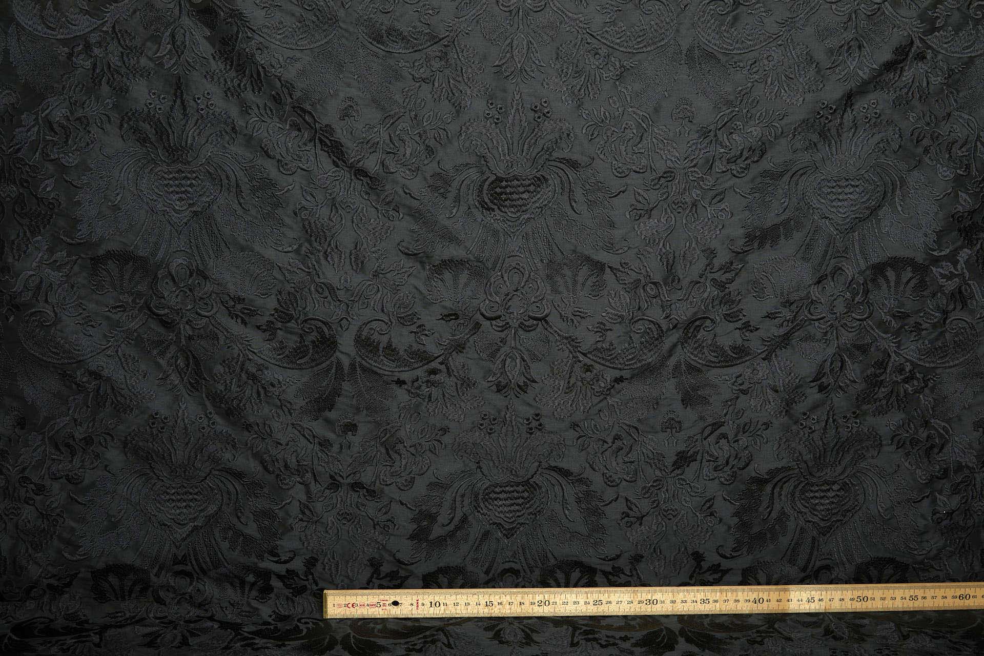 Heavy Jacquard Style Embroidery - Black - 135 cm fabric, image 3 of 7