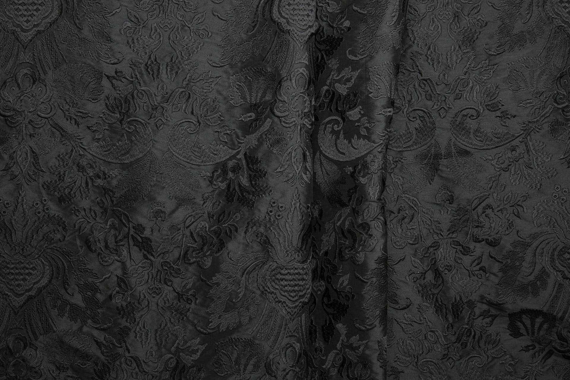 Heavy Jacquard Style Embroidery - Black - 135 cm fabric, image 4 of 7
