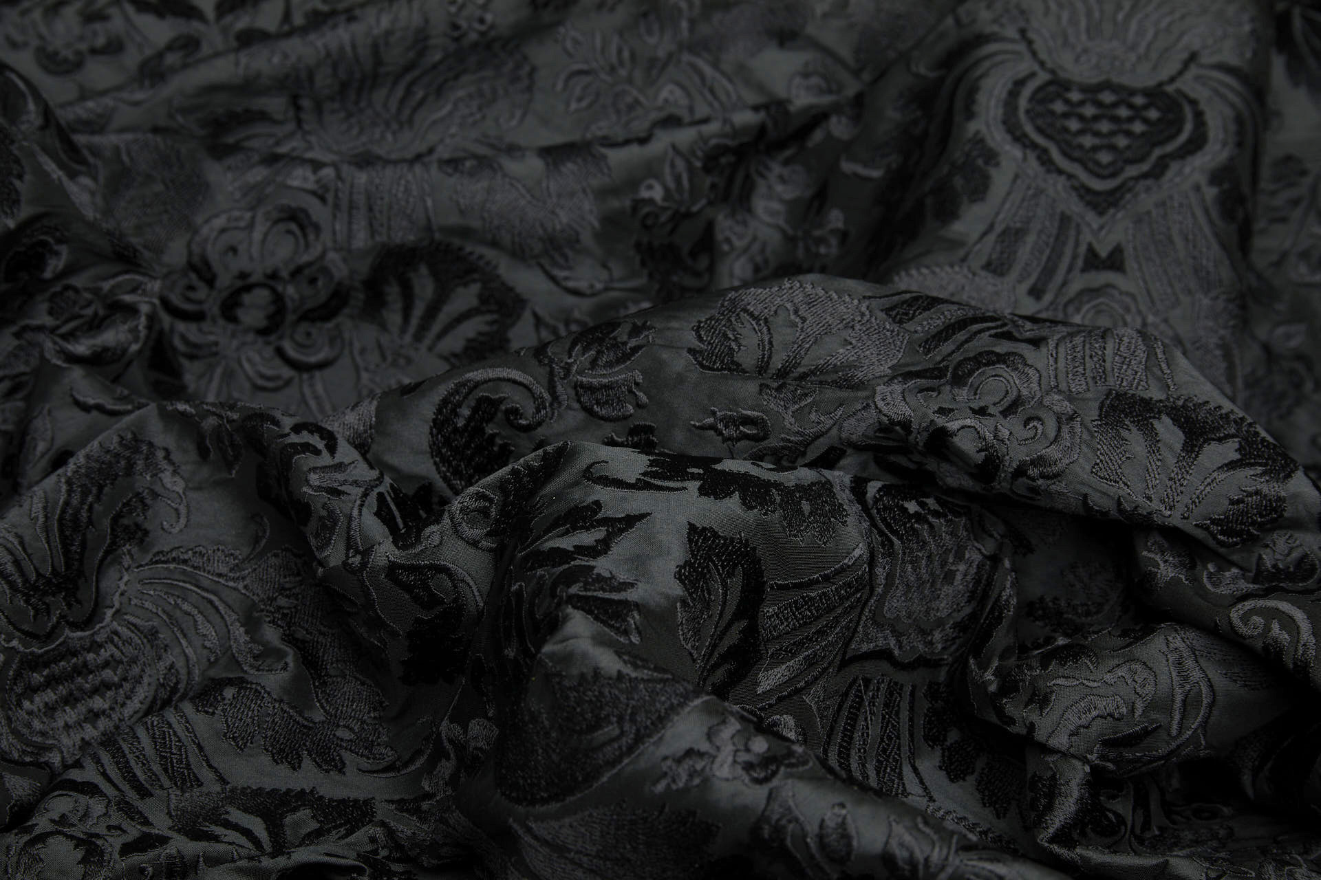 Heavy Jacquard Style Embroidery - Black - 135 cm fabric, image 5 of 7