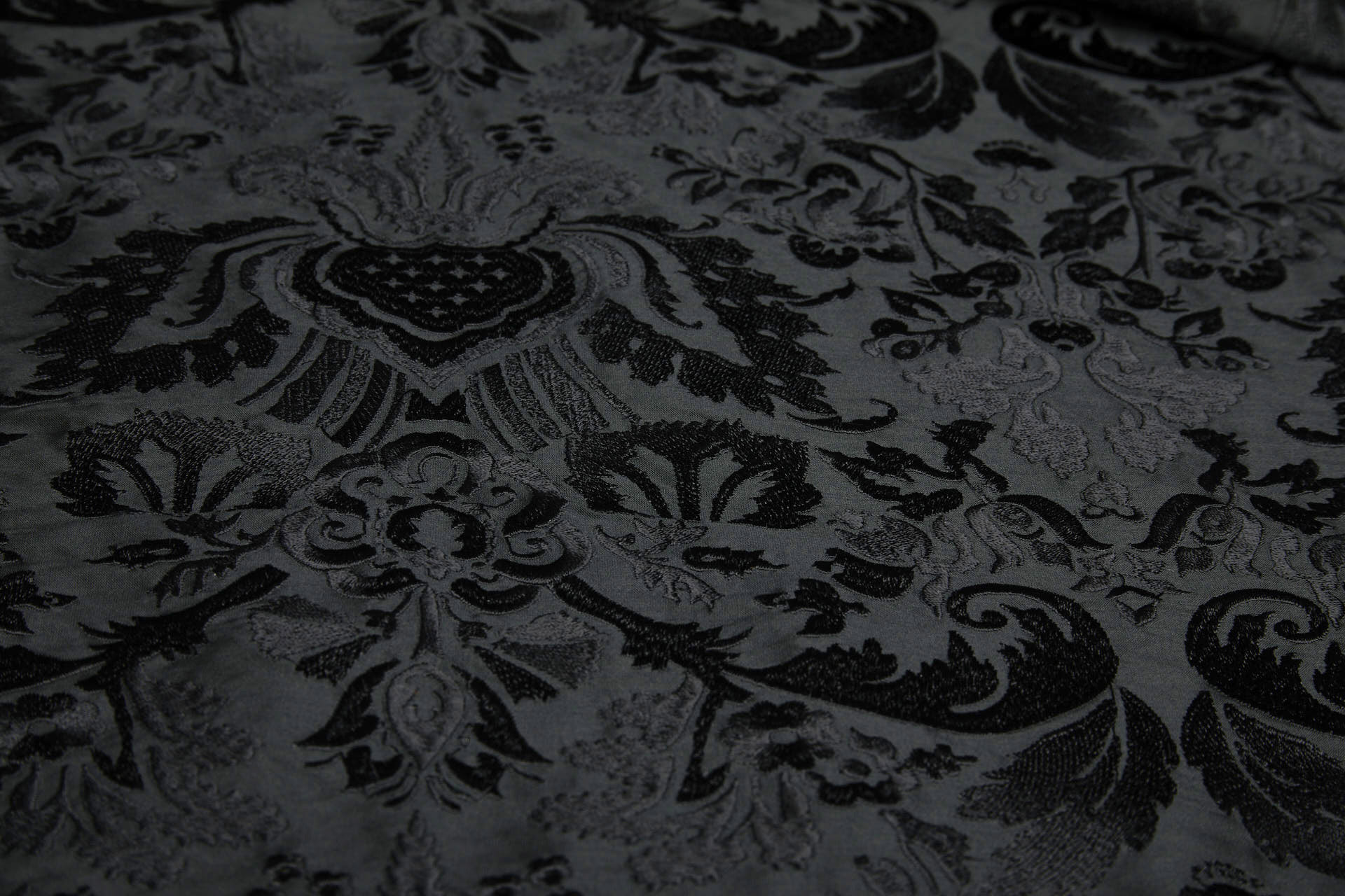 Heavy Jacquard Style Embroidery - Black - 135 cm fabric, image 6 of 7