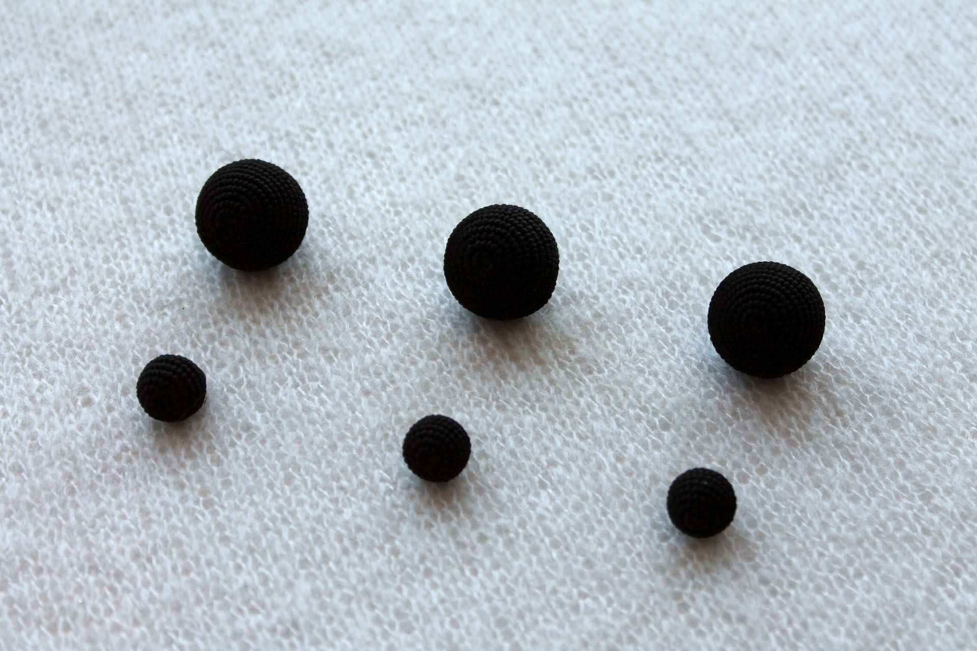 Round Corded Ball Button - Black - 1.5cm
