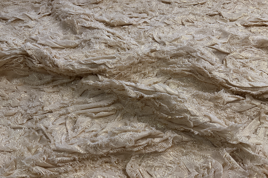 Cotton and Lurex Textured Appliqué - Cream / Gold fabric, image 5 of 7