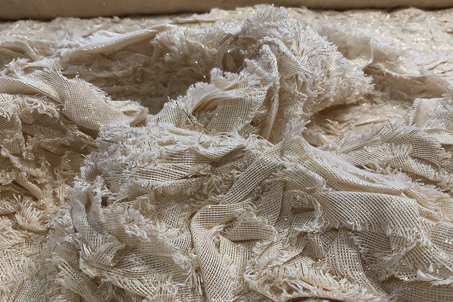 Cotton and Lurex Textured Appliqué - Cream / Gold fabric