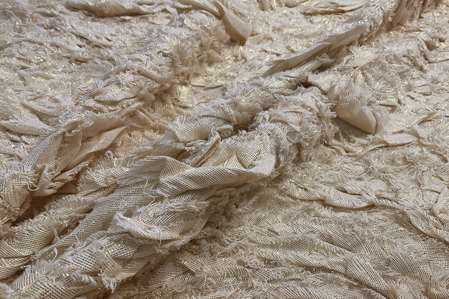 Cotton and Lurex Textured Appliqué - Cream / Gold fabric, image 4 of 7