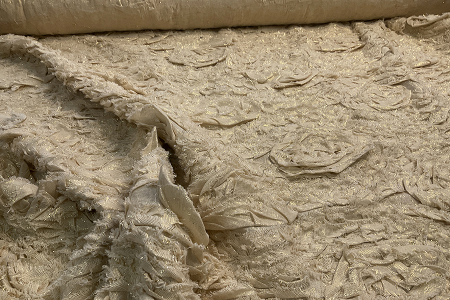 Cotton and Lurex Textured Appliqué - Cream / Gold fabric, image 3 of 7
