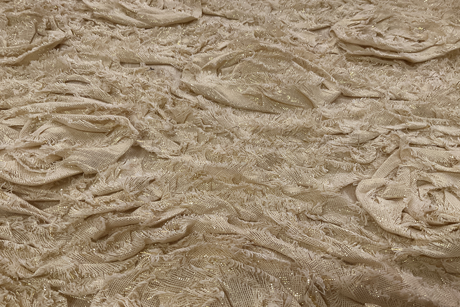 Cotton and Lurex Textured Appliqué - Cream / Gold fabric, image 7 of 7
