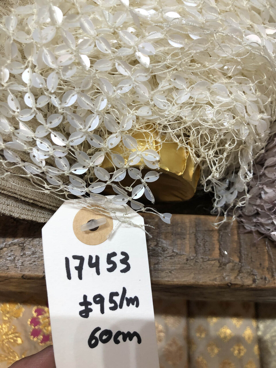 Sequinned Fishnet - Ivory fabric, image 2 of 6